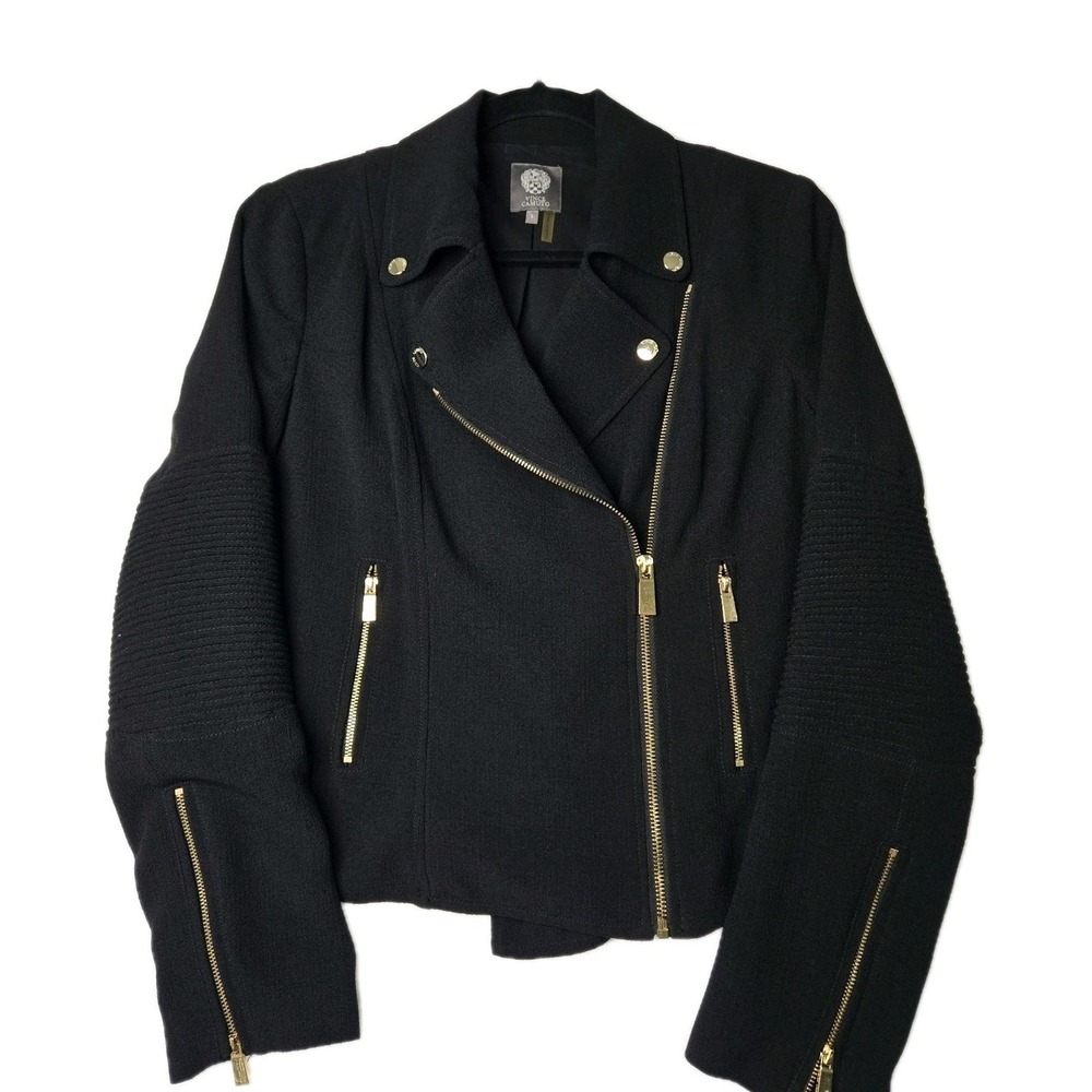 Vince‎ Camuto SMALL Black w/Gold Zippered Cropped Jacket